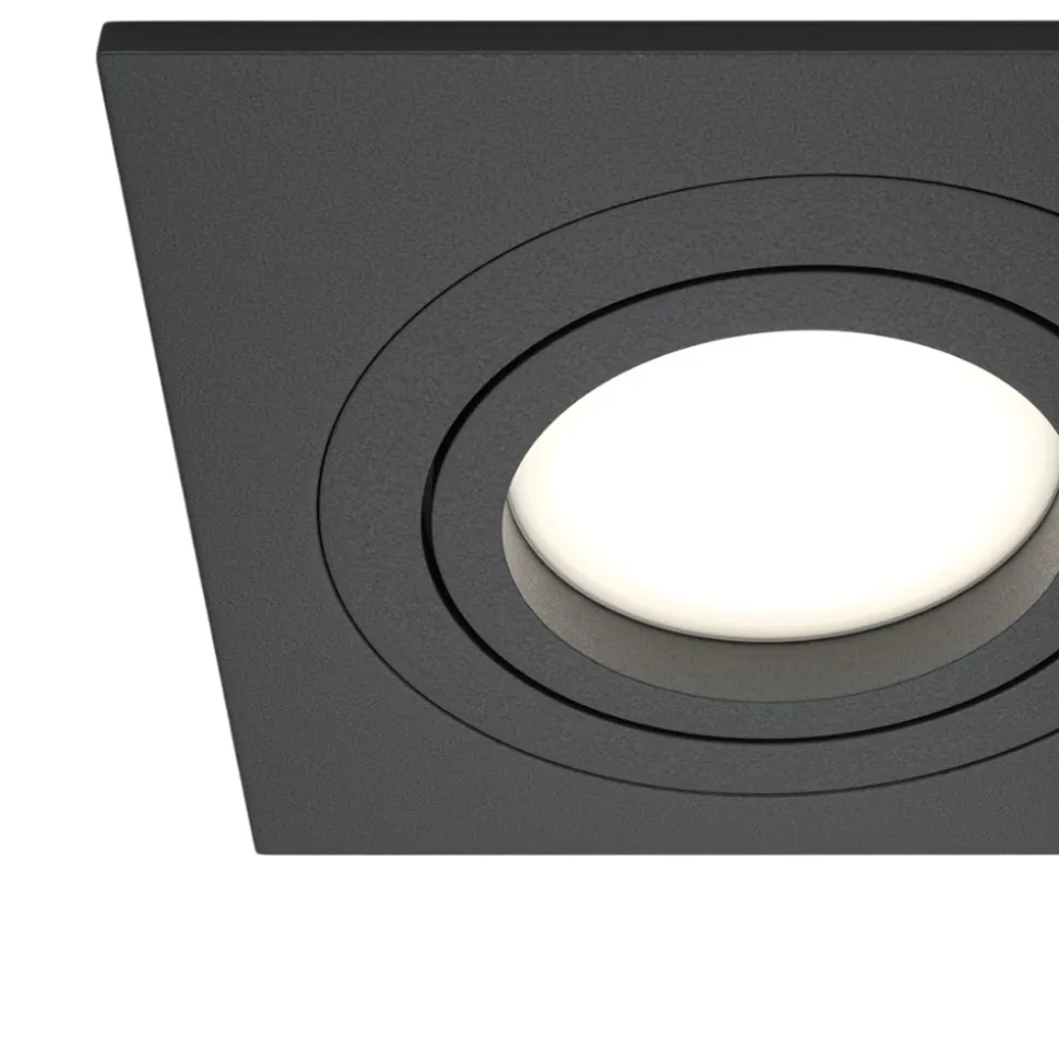 Maytoni faretto da incasso aton nero quadrato per controsoffitto orientabile