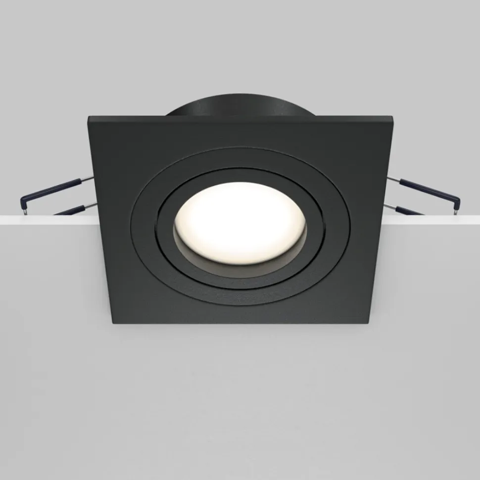 Maytoni faretto da incasso aton nero quadrato per controsoffitto orientabile