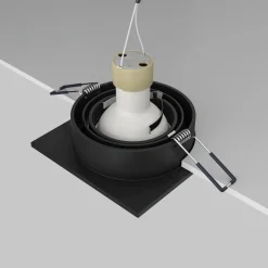 Maytoni faretto da incasso aton nero quadrato per controsoffitto orientabile