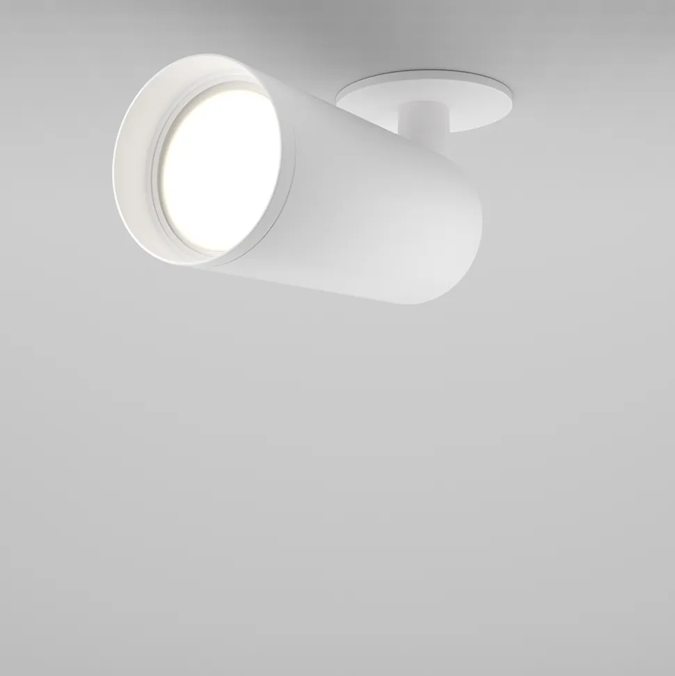 Maytoni faretto da incasso focus cilindro bianco orientabile