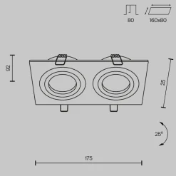 Maytoni faretto da soffitto atom cestello da incasso 2 luci bianco