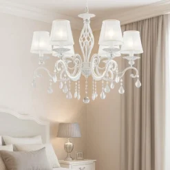 Maytoni grace lampadario camera da letto bianco con pendenti