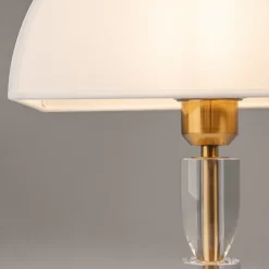 Maytoni prima lampada per tavolo soggiorno oro ottone paralume mezza luna
