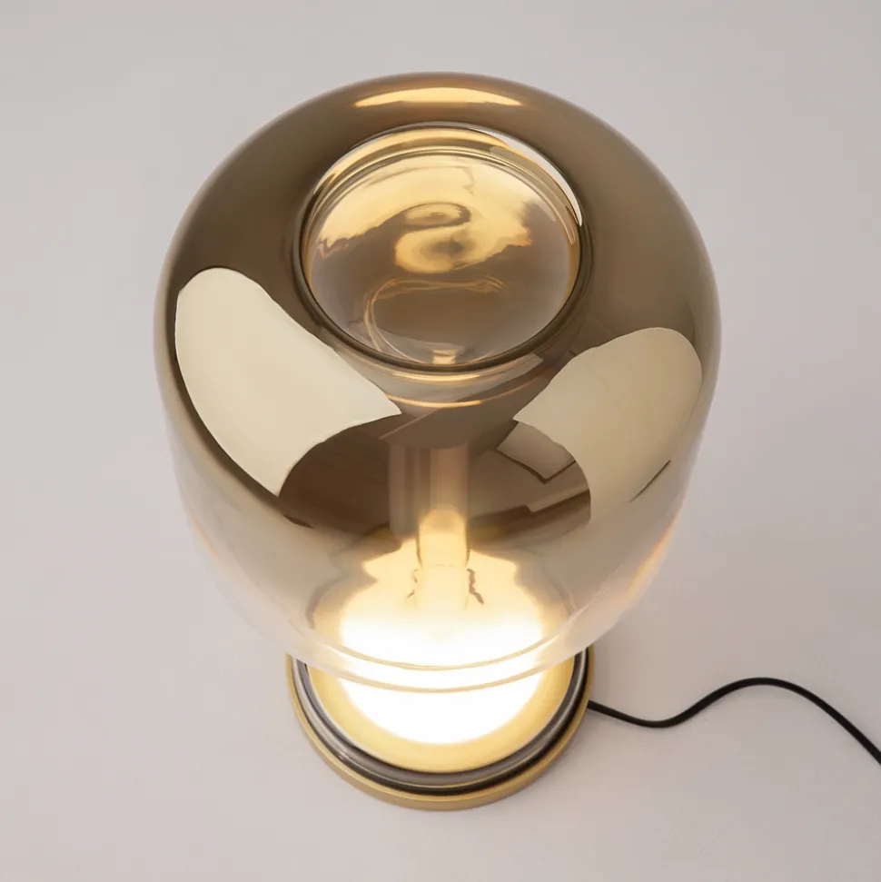 Maytoni spirito lampada da tavolo per salone vetro fume' oro led 18w 3000k dimmerabile