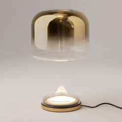 Maytoni spirito lampada da tavolo per salone vetro fume' oro led 18w 3000k dimmerabile