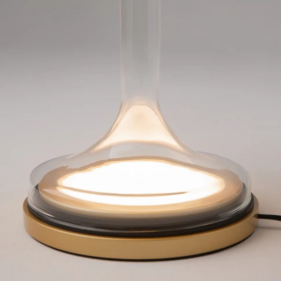 Maytoni spirito lampada da tavolo per salone vetro fume' oro led 18w 3000k dimmerabile