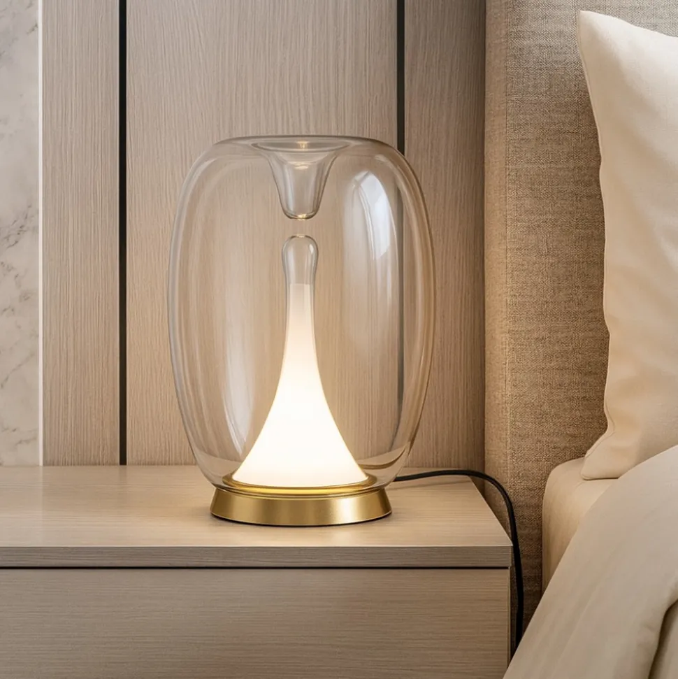 Maytoni splash lampada da comodino di vetro oro moderna led 15w 3000k