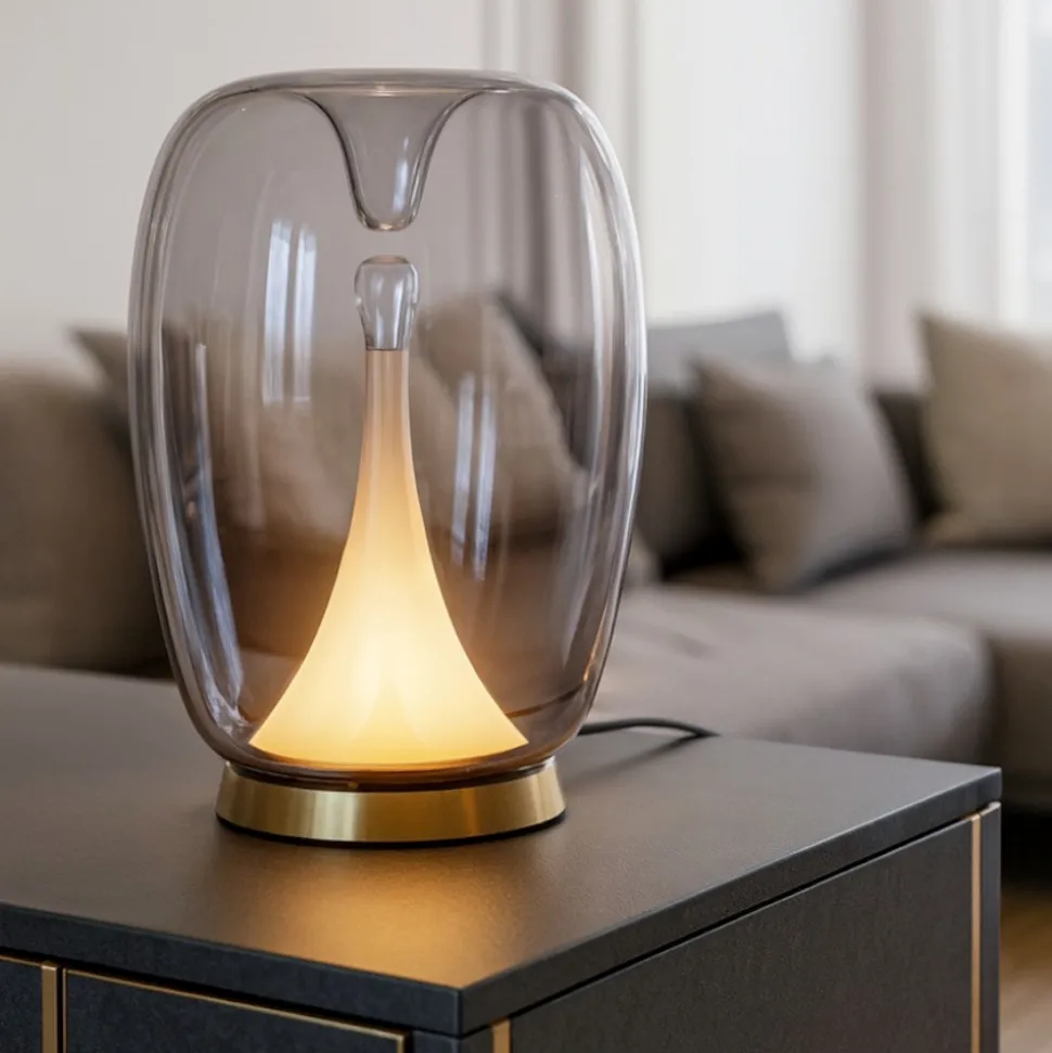 Maytoni splash lampada da tavolo design led 15w 3000k vetro fume