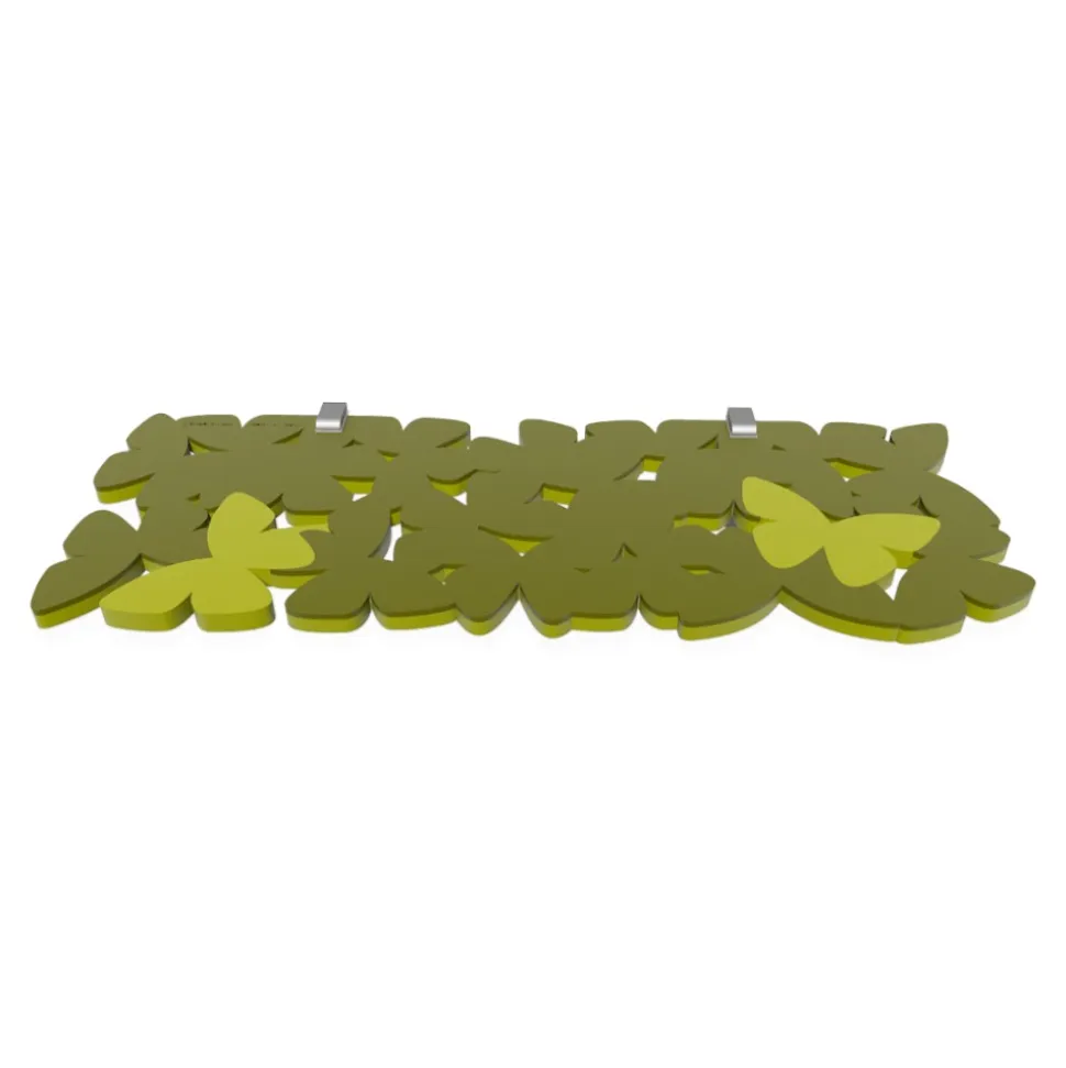 Mensola consolle moderna da parete farfalle legno colore verde oliva