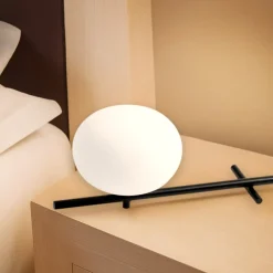 Mikado miloox abat-jour lampada da comodino nera vetro bianco per camera da letto