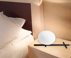 Mikado miloox abat-jour lampada da comodino nera vetro bianco per camera da letto
