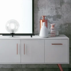 Mikado miloox abat-jour lampada da comodino nera sfera vetro dimmerabile
