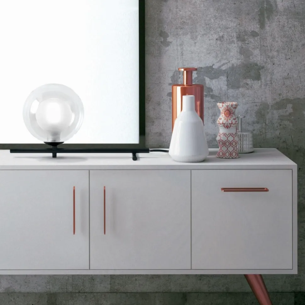 Mikado miloox abat-jour lampada da comodino nera sfera vetro dimmerabile