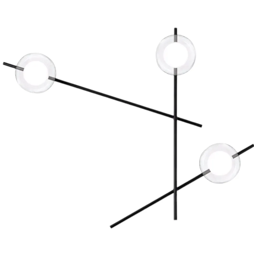 Mikado miloox applique moderno nero sfere vetro trasparente
