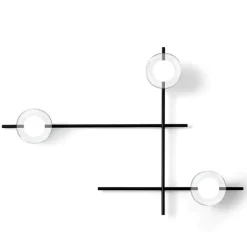 Mikado miloox applique moderno nero sfere vetro trasparente