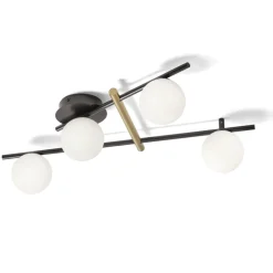 Miloox kika plafoniera moderna da cucina sfere bianche design nero oro