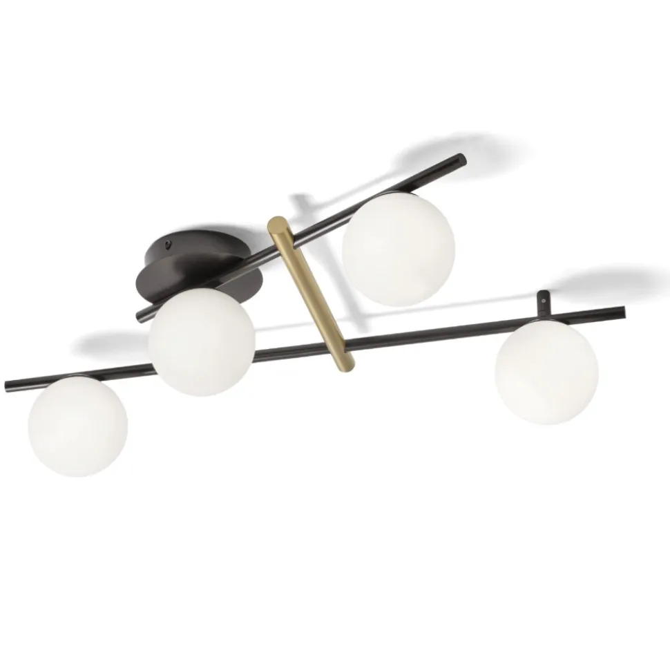 Miloox kika plafoniera moderna da cucina sfere bianche design nero oro