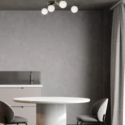 Miloox kika plafoniera moderna da cucina sfere bianche design nero oro