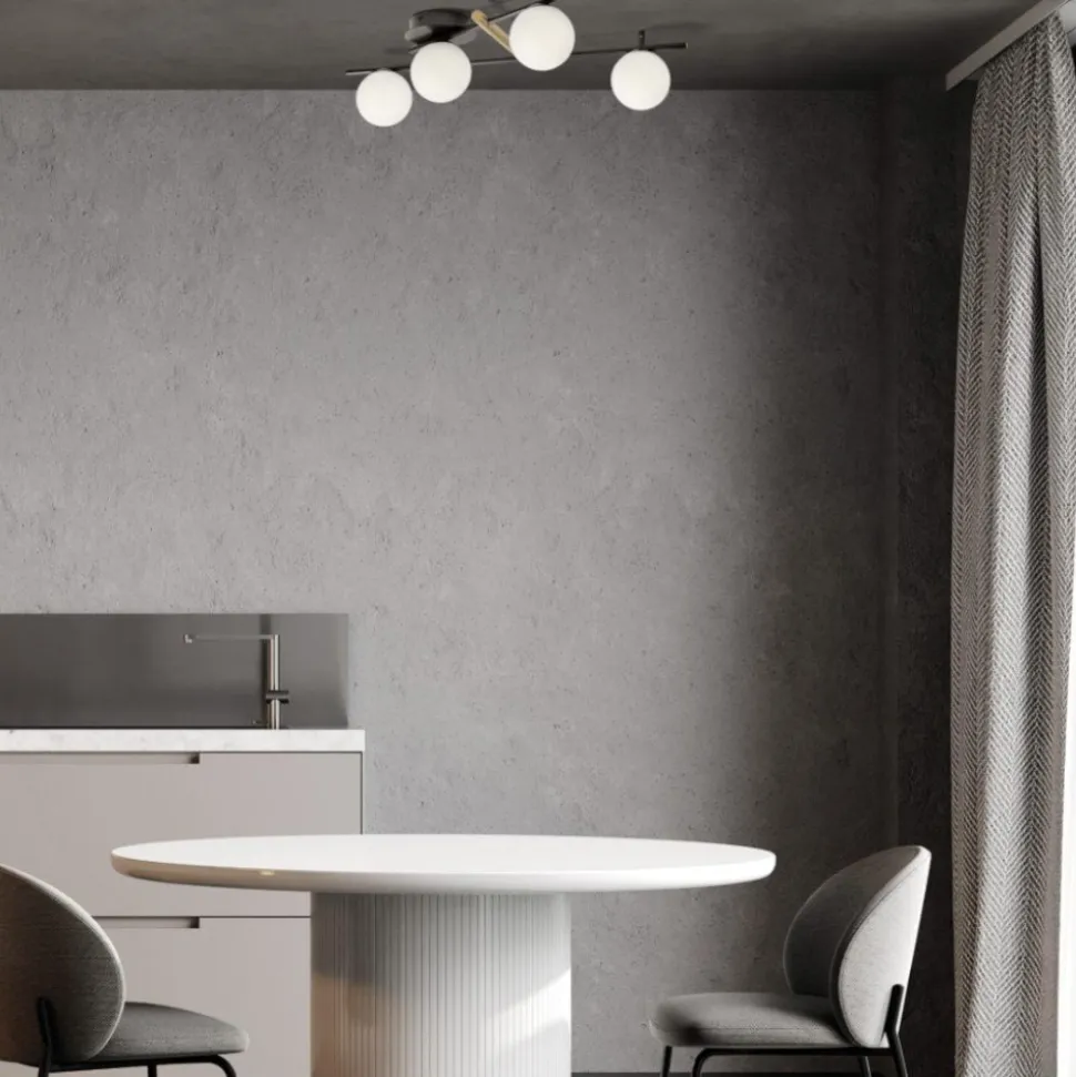 Miloox kika plafoniera moderna da cucina sfere bianche design nero oro
