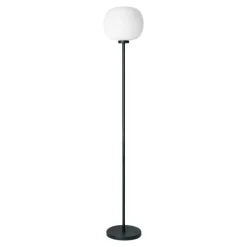 Miloox bomb lampada da terra nera sfera vetro bianco o