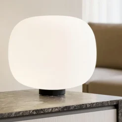 Miloox bombo lampada da tavolo moderna nera vetro bianco