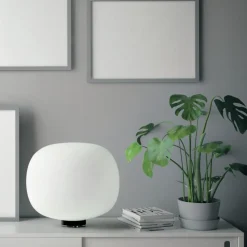 Miloox bombo lampada da tavolo moderna nera vetro bianco