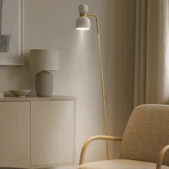 Miloox fifty piantana ottone vetro bianco orientabile