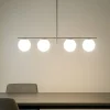 Miloox jugen grande lampadario moderno quattro bocce vetro metallo ottanio
