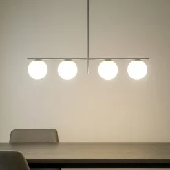 Miloox jugen grande lampadario moderno quattro bocce vetro metallo ottanio