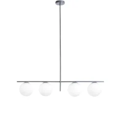 Miloox jugen grande lampadario moderno quattro bocce vetro metallo ottanio