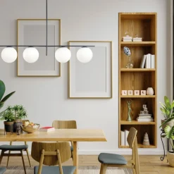 Miloox jugen grande lampadario moderno quattro bocce vetro metallo ottanio