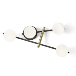 Miloox kika applique moderna nero oro sfere vetro bianco