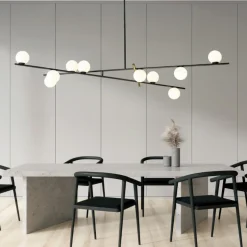 Miloox kika lampadario moderno design nero oro sfere bianche