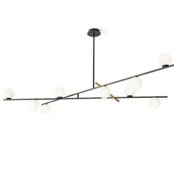 Miloox kika lampadario moderno design nero oro sfere bianche
