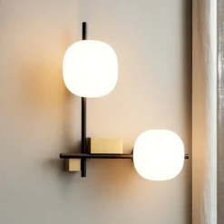 Miloox lingotto applique da parete 2 luci nero oro
