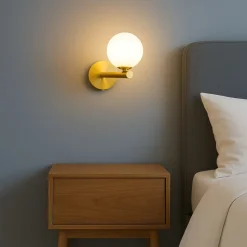 Miloox pomi applique camera da letto metallo oro boccia bianca moderna
