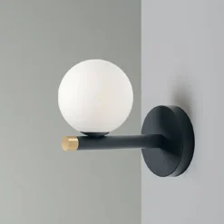 Miloox pomi applique moderna nero sfera vetro bianco