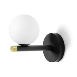 Miloox pomi applique moderna nero sfera vetro bianco