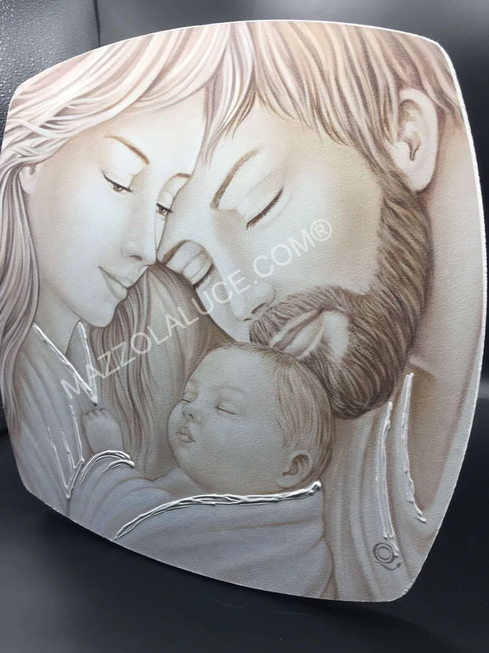 Mini capezzale da comodino 10x10cm quadretto sacra famiglia