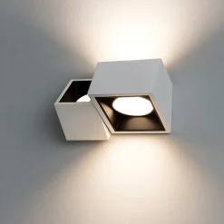 Nasso applique da parete in gesso due luci quadrate nere sforzin