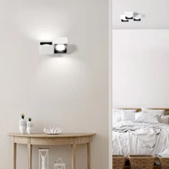 Nasso applique da parete in gesso due luci quadrate nere sforzin