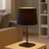 Nordik tl1 ideal lux lampada da tavolo nero e oro paralume tessuto