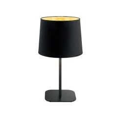 Nordik tl1 ideal lux lampada da tavolo nero e oro paralume tessuto