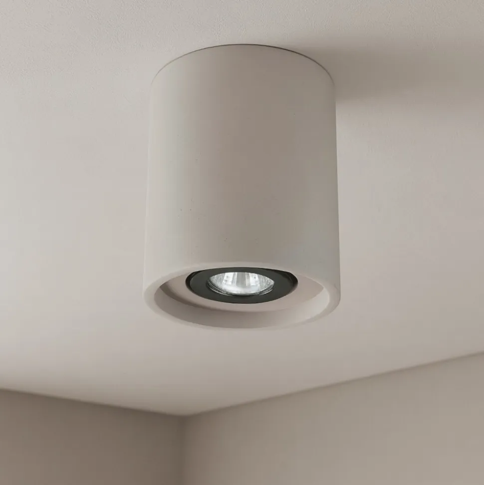 Oak pl1 round ideal lux faretto cilindrico grigio cemento