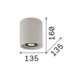 Oak pl1 round ideal lux faretto cilindrico grigio cemento