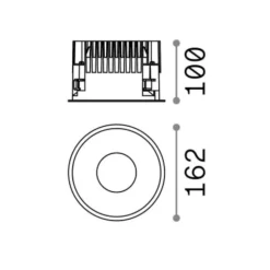Off fi led 28w 3000k ideal lux faretto incasso nero rotondo 220/240v da interni