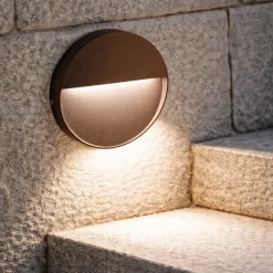 Ondaluce free round segnapasso led da esterno rotondo corten 3000k ip54