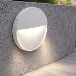 Ondaluce free round segnapasso a parete bianco per esterno led 4000k ip54