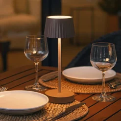 Ondaluce lt macao lampada da tavolo corten per esterno led touch dimmer