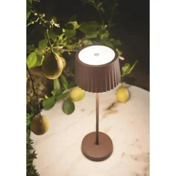 Ondaluce lt macao lampada da tavolo corten per esterno led touch dimmer